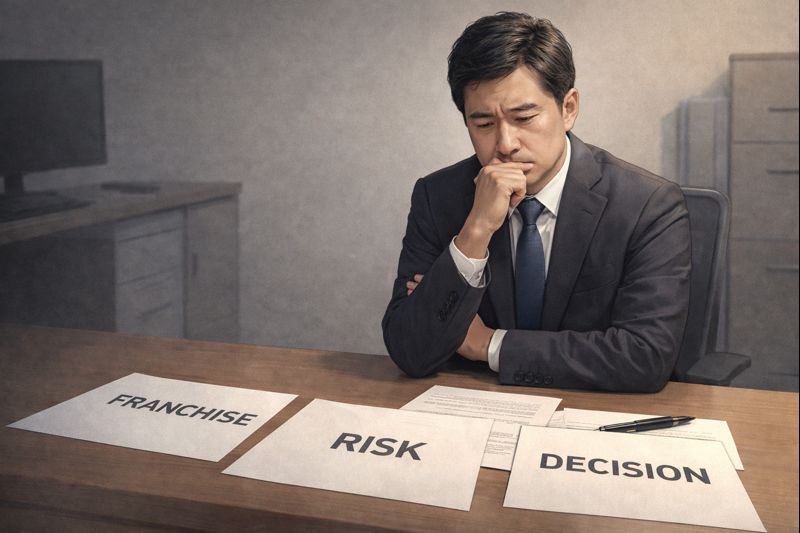フランチャイズ化を検討し、リスクと判断に悩む中小企業の経営者