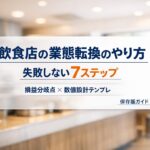 飲食店の業態転換のやり方と損益分岐点の出し方を解説するビジネス記事のアイキャッチ画像