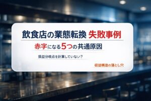 飲食店の業態転換の失敗事例と赤字になる5つの共通原因を解説するビジネスコラム用アイキャッチ画像