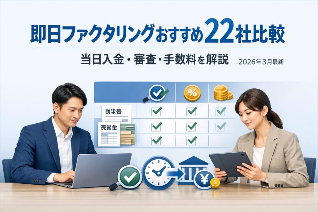 即日ファクタリングおすすめ22社比較|当日入金・審査・手数料を解説【2026年3月最新】