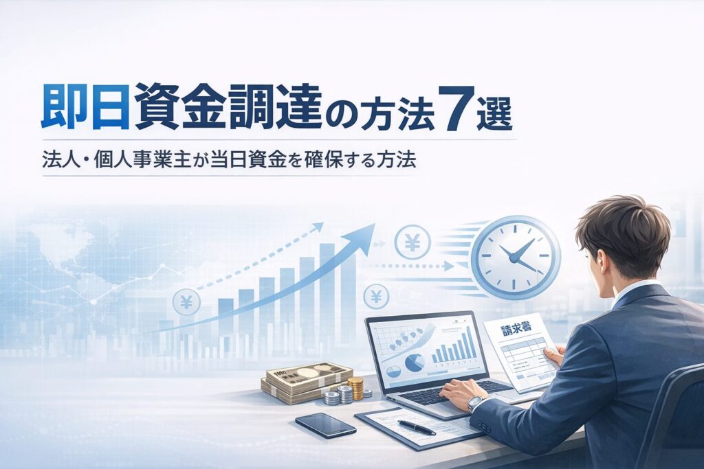 即日資金調達の方法を解説するビジネスイメージ|中小企業や個人事業主が当日資金を確保する方法