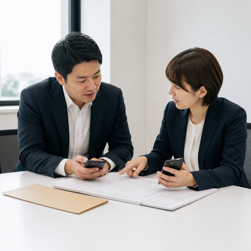 法人携帯の電話番号を引き継ぐ手順を相談する担当者