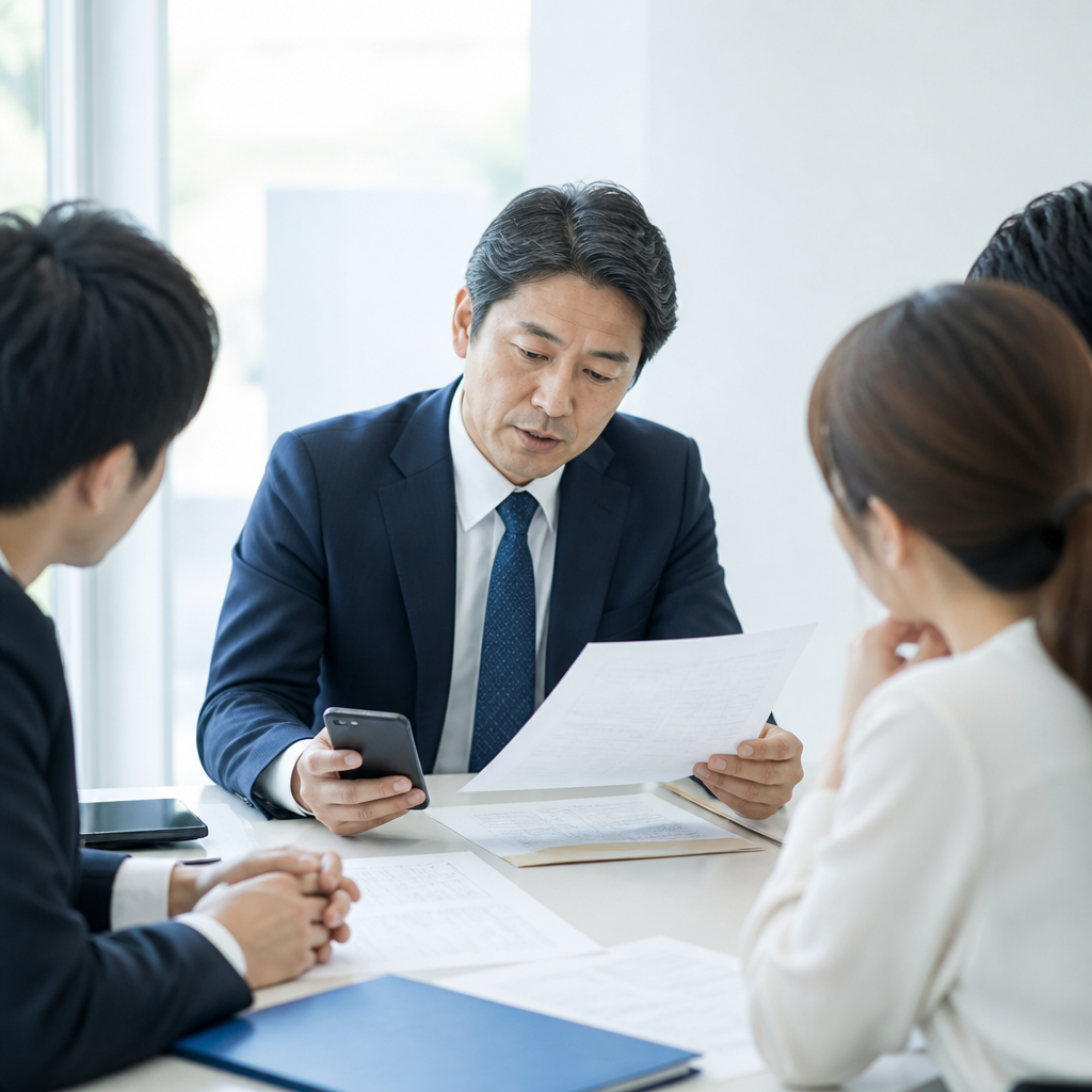 社員ごとの通話実績を確認して法人携帯のかけ放題を検討する様子