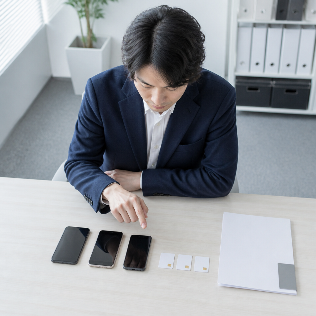 法人携帯の無制限かけ放題と時間制かけ放題を比較する手元