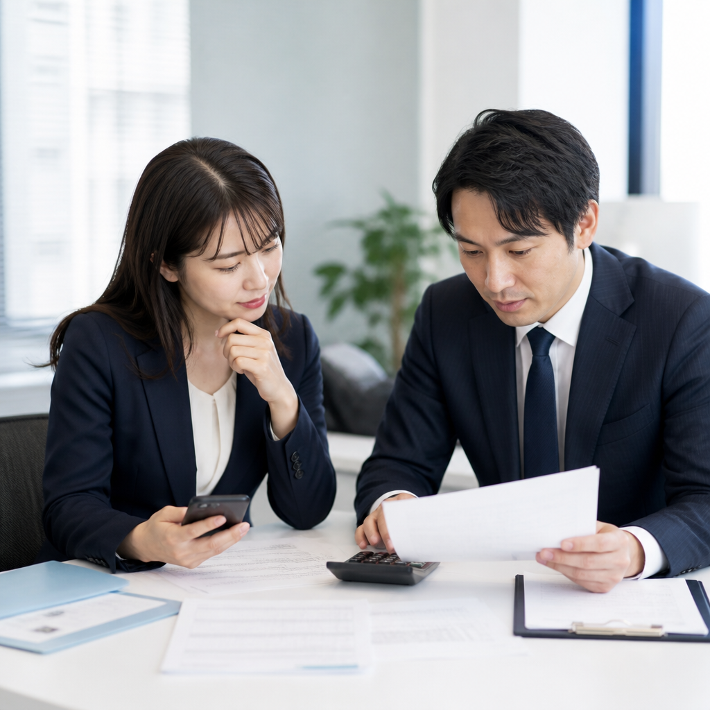 法人携帯の対象外通話や請求条件を確認する担当者
