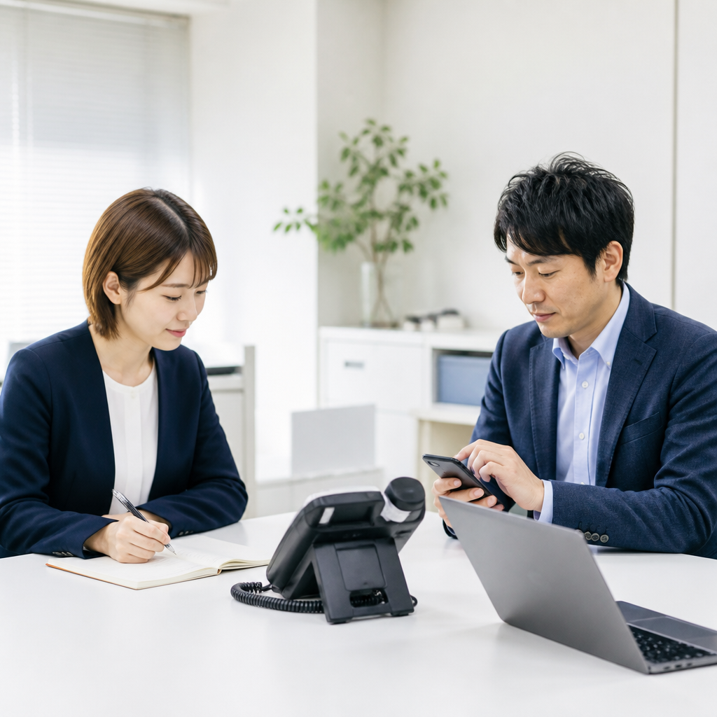 法人携帯と代表電話の役割分担を相談する担当者