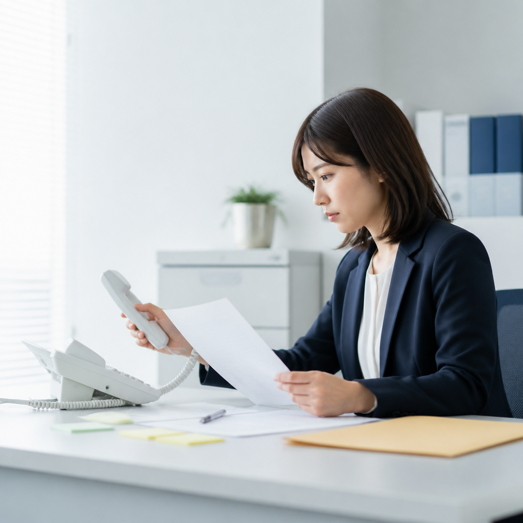 クラウドPBXへの移行前に代表電話番号と契約内容を確認する担当者