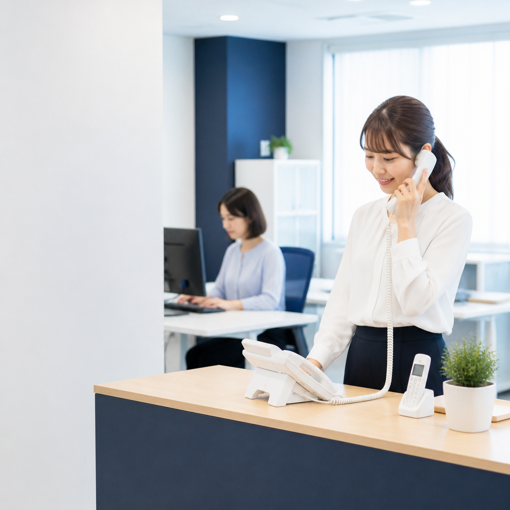 代表電話を複数人で取り次ぐ中小企業のオフィス利用シーン