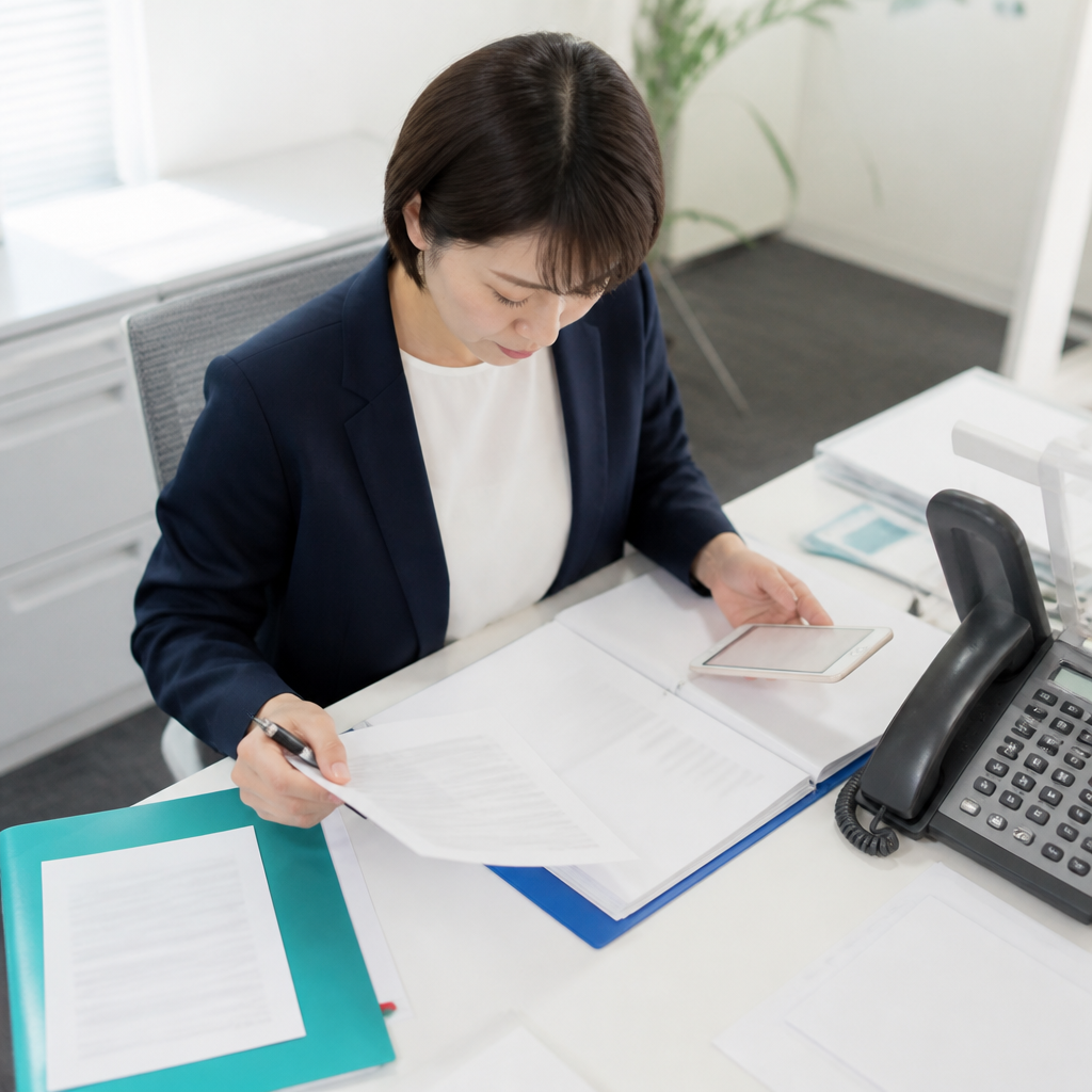 電話番号や保守条件など導入前の確認項目を棚卸しする担当者