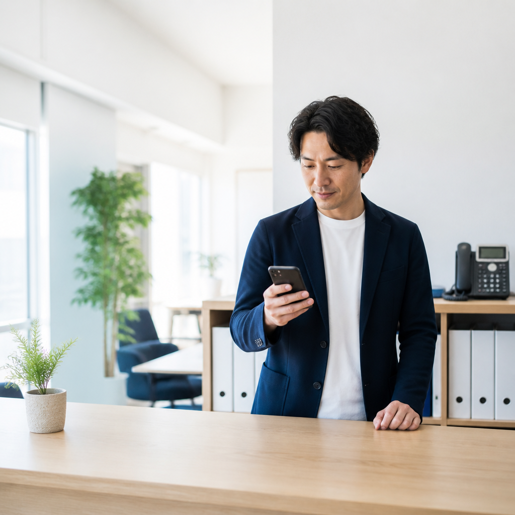 レンタルオフィスで会社番号への着信をスマートフォンで受ける仕組み
