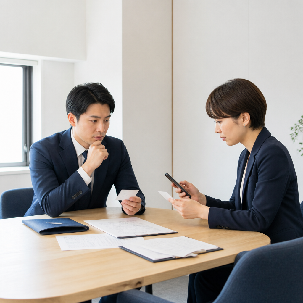 会社の電話番号として市外局番と050番号を検討する打ち合わせ