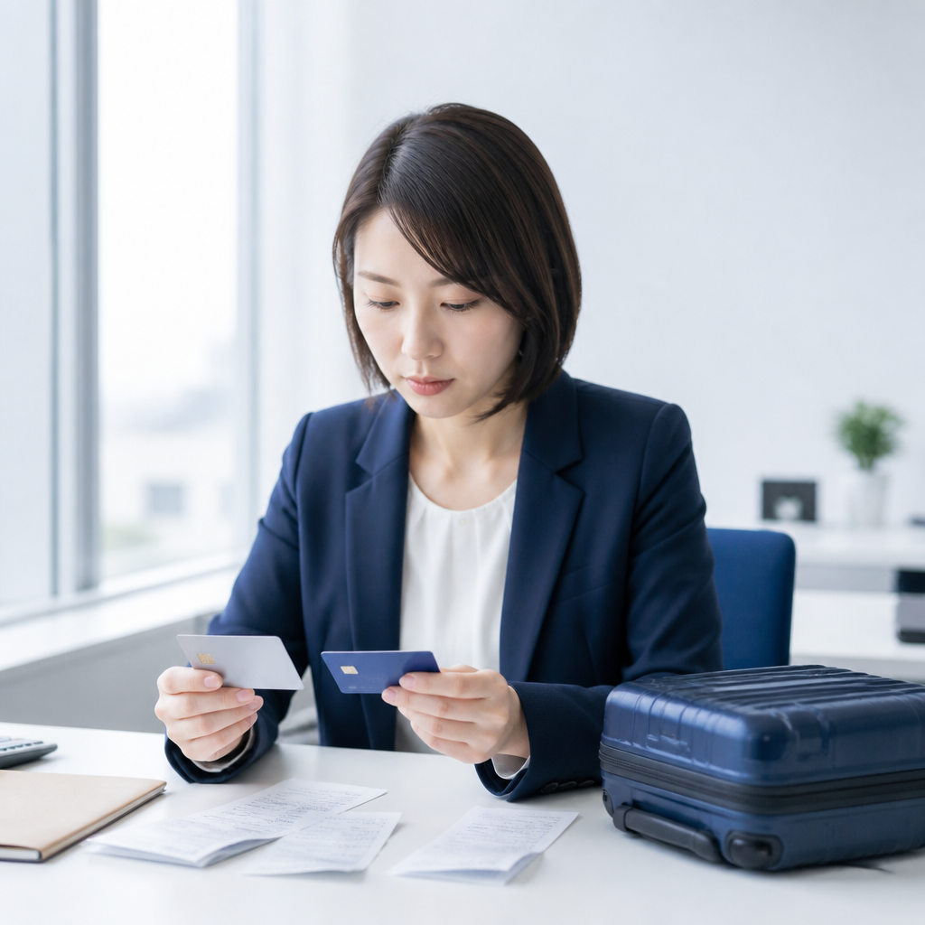 ETCカードや利用明細の費用条件を確認する経理担当者