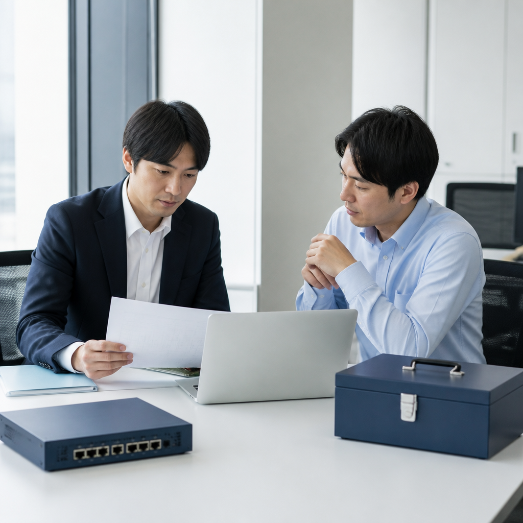 固定IPやVPNを含む法人ネットワークの要件を確認する担当者