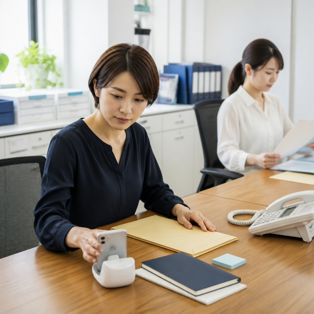 郵便物の到着通知を共有して確認するバックオフィス担当者
